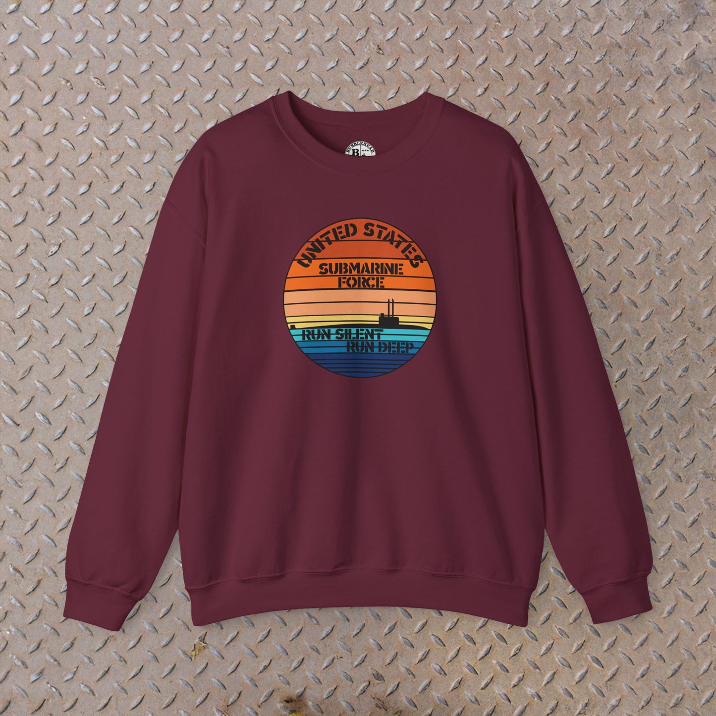 Sunset United States Navy Submarine Force Run Silent Deep Vintage Unisex Heavy Blend™ Crewneck Sweatshirt