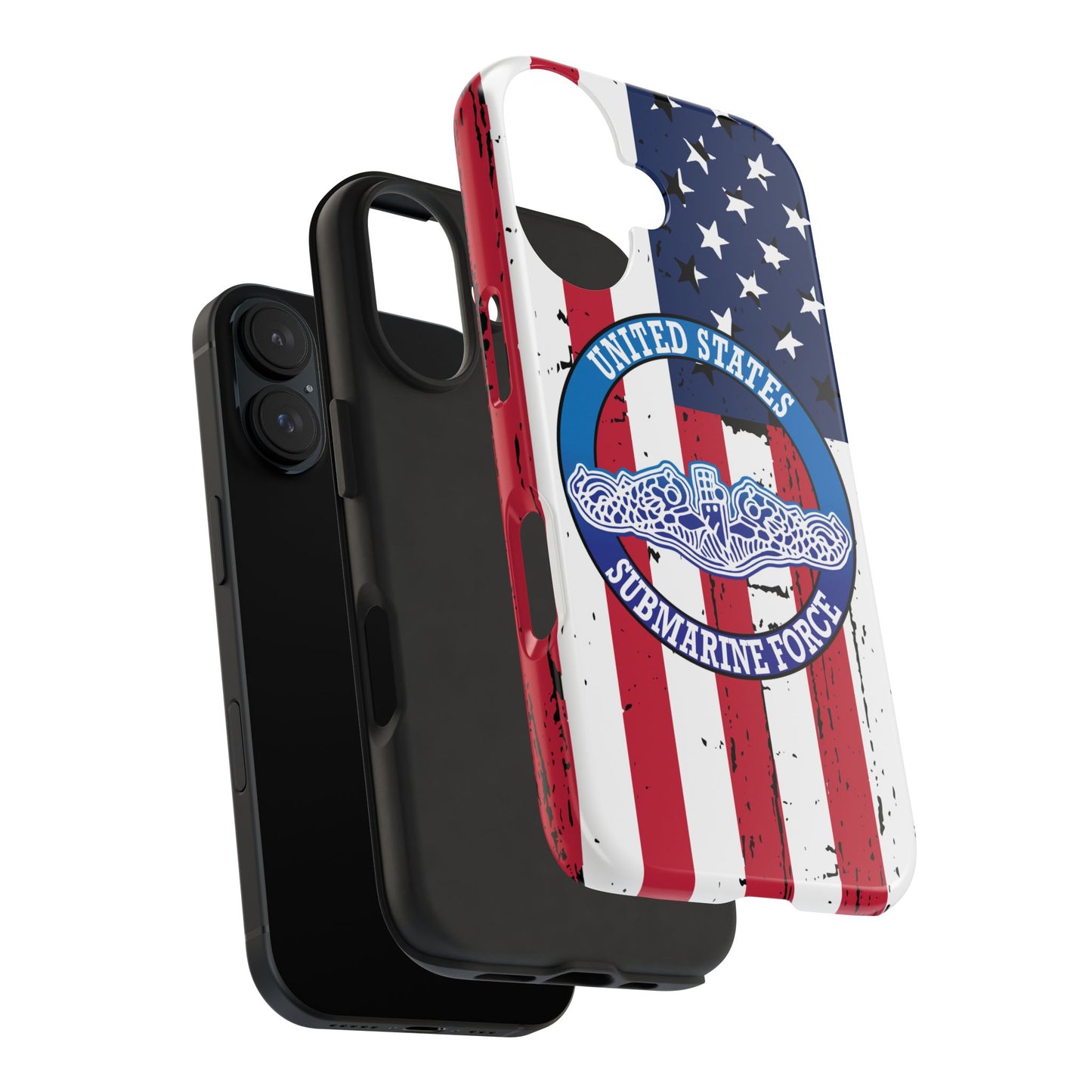 United States Submarine Force Silent Service White Dolphins on American Flag Tough iPhone Case