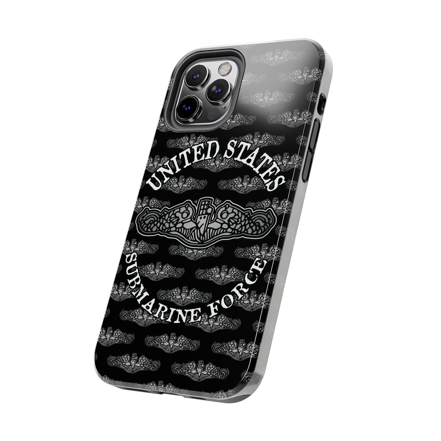 United States Submarine Force Silver Dolphins and Mini's on Black Tough iPhone Case