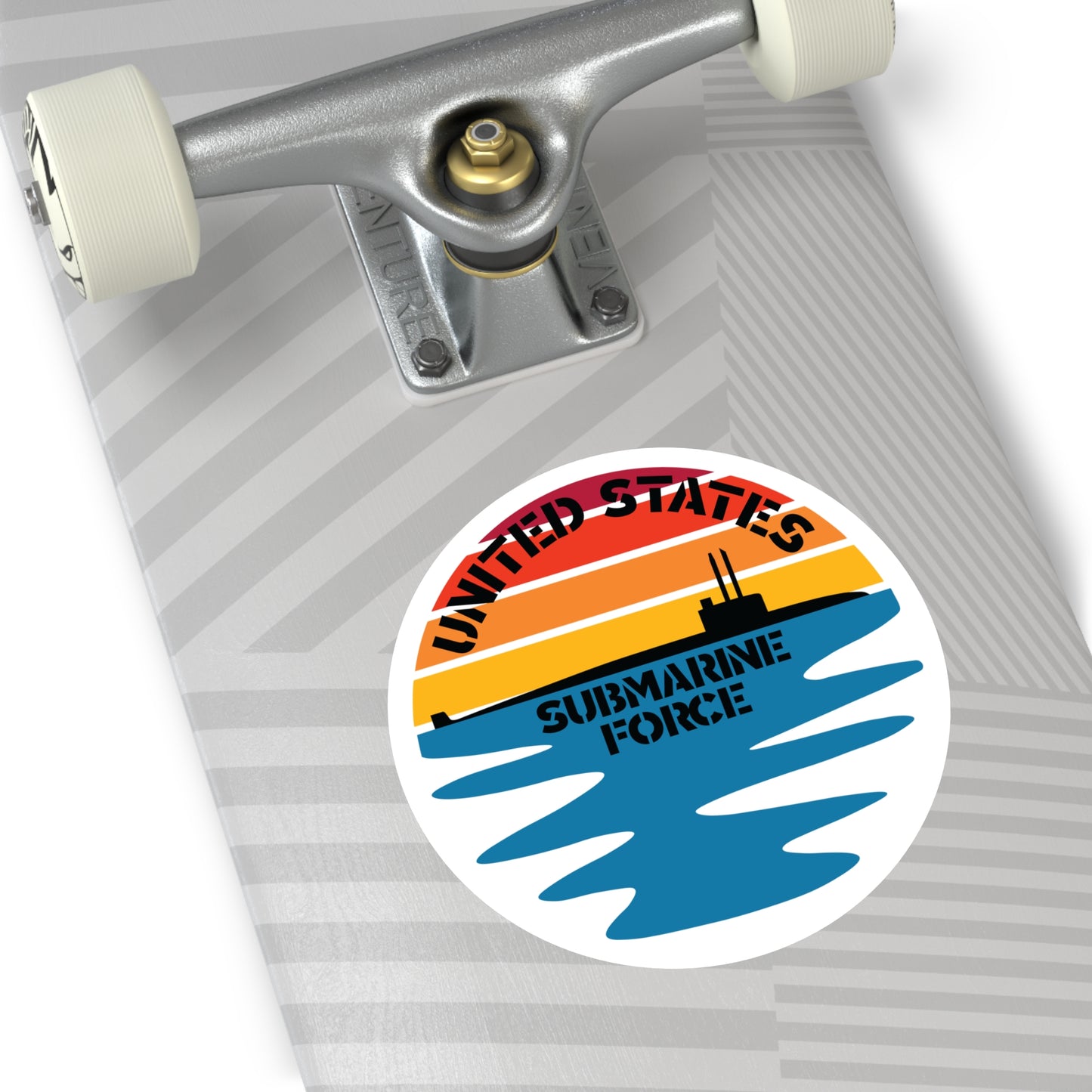 Sunset United States Submarine Force Half Moon Round Sticker