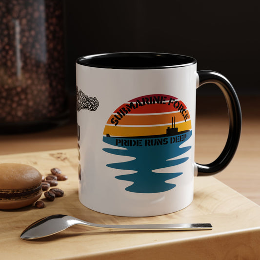 Sunrise United States Navy Submarine Force Pride Runs Deep Accent Coffee Mugs