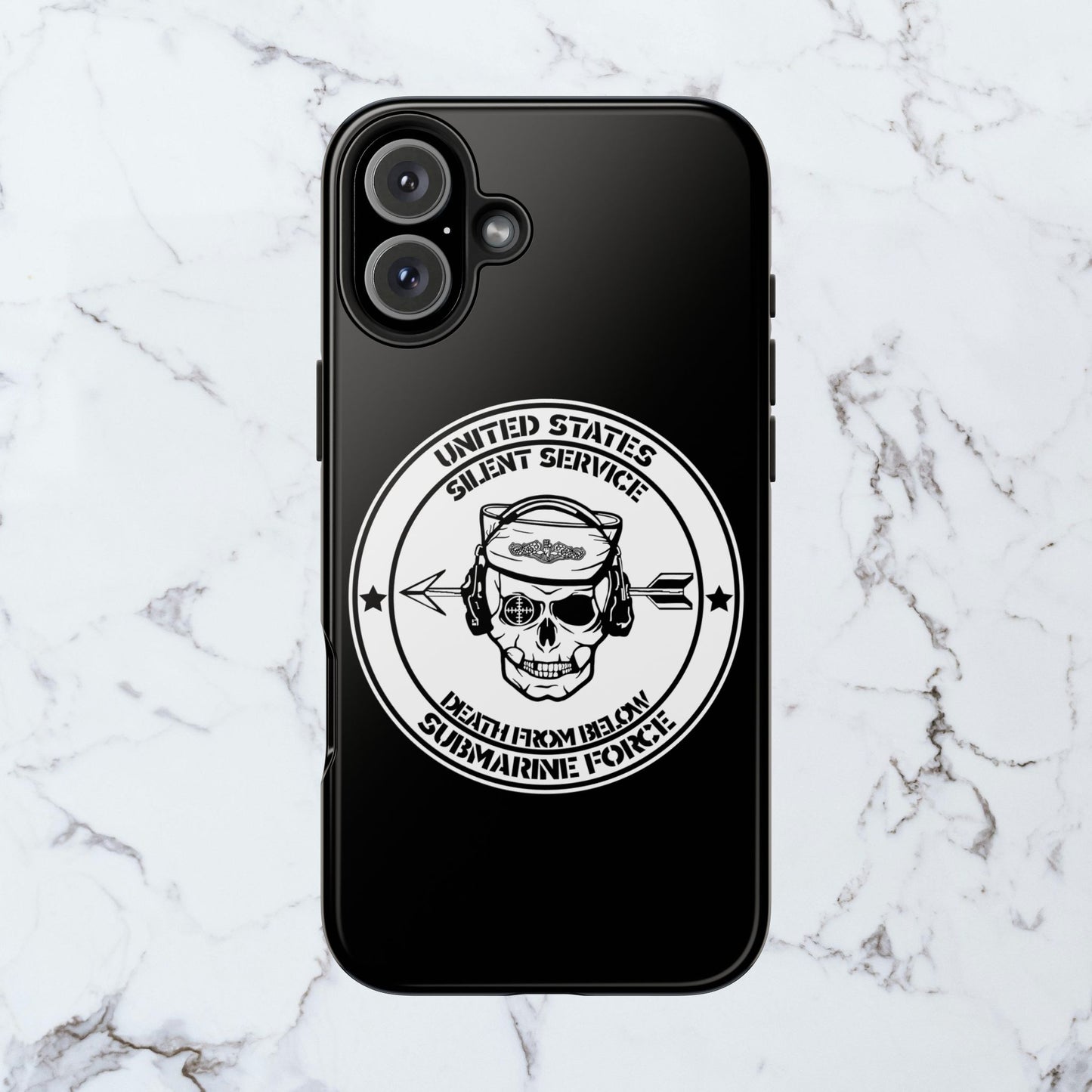 U.S. Submarine Force Silent Service Death From Below Sailor Skull Tough Black iPhone Case
