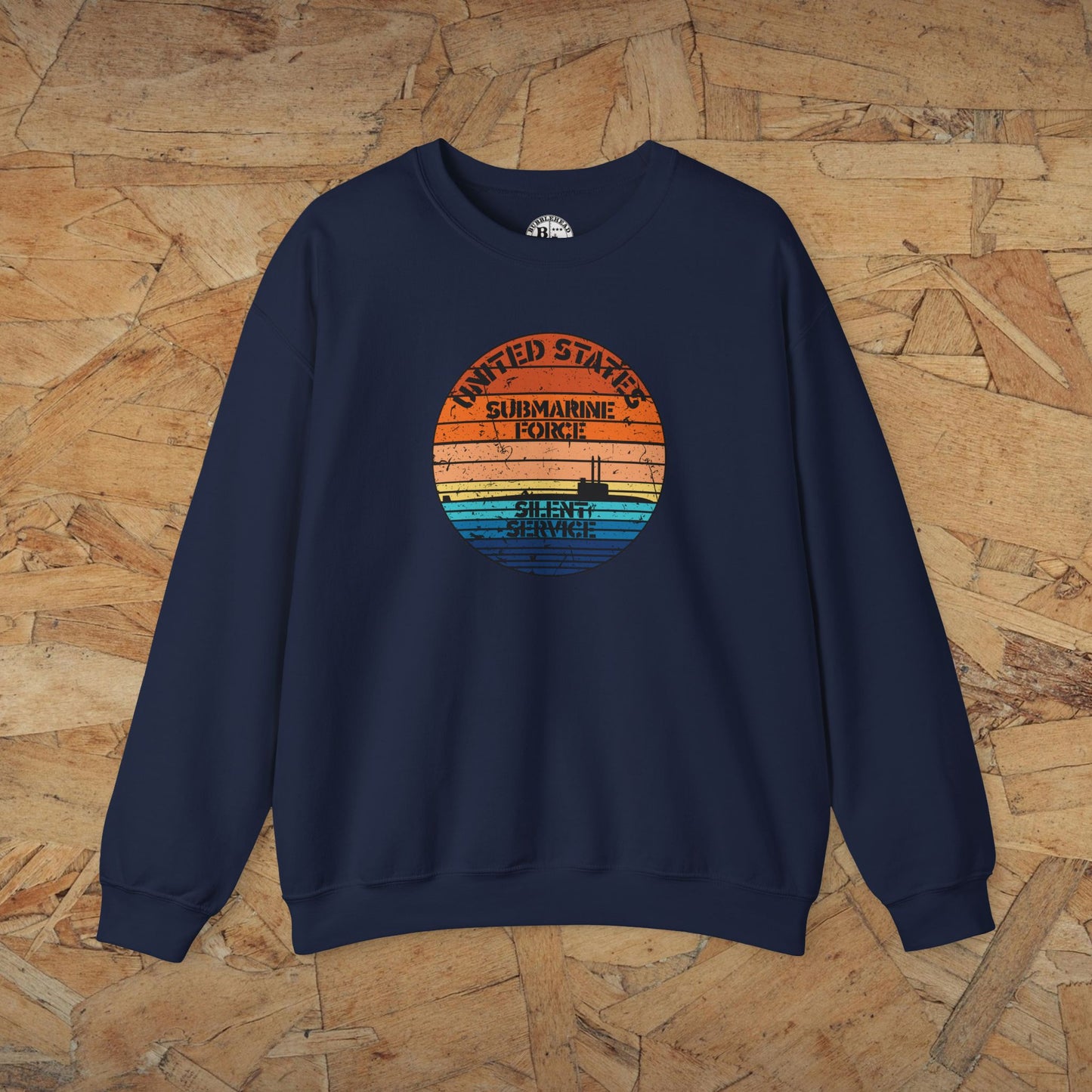 Sunset United States Navy Submarine Force Silent Service Distressed Vintage Unisex Heavy Blend™ Crewneck Sweatshirt