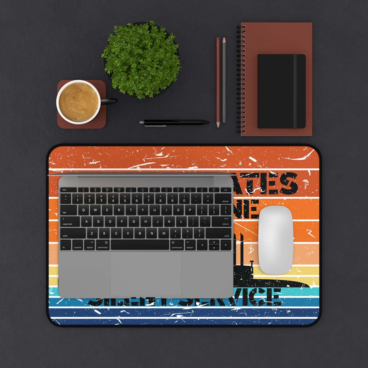 Sunset United States Submarine Force Silent Service Distressed Retro Vintage Desk Mat