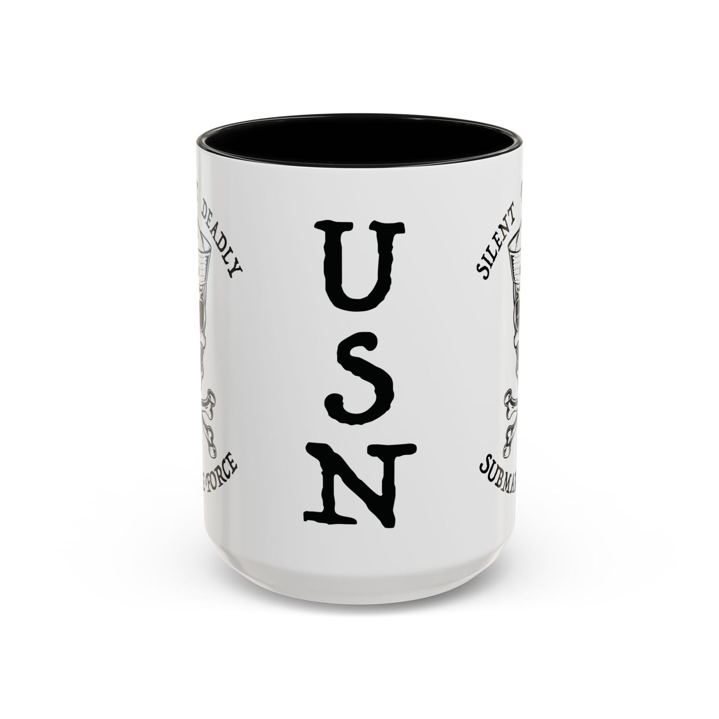 USN Submarine Force Silent Fast Deadly Skull & Crossbones Sailor Accent Coffee Mugs