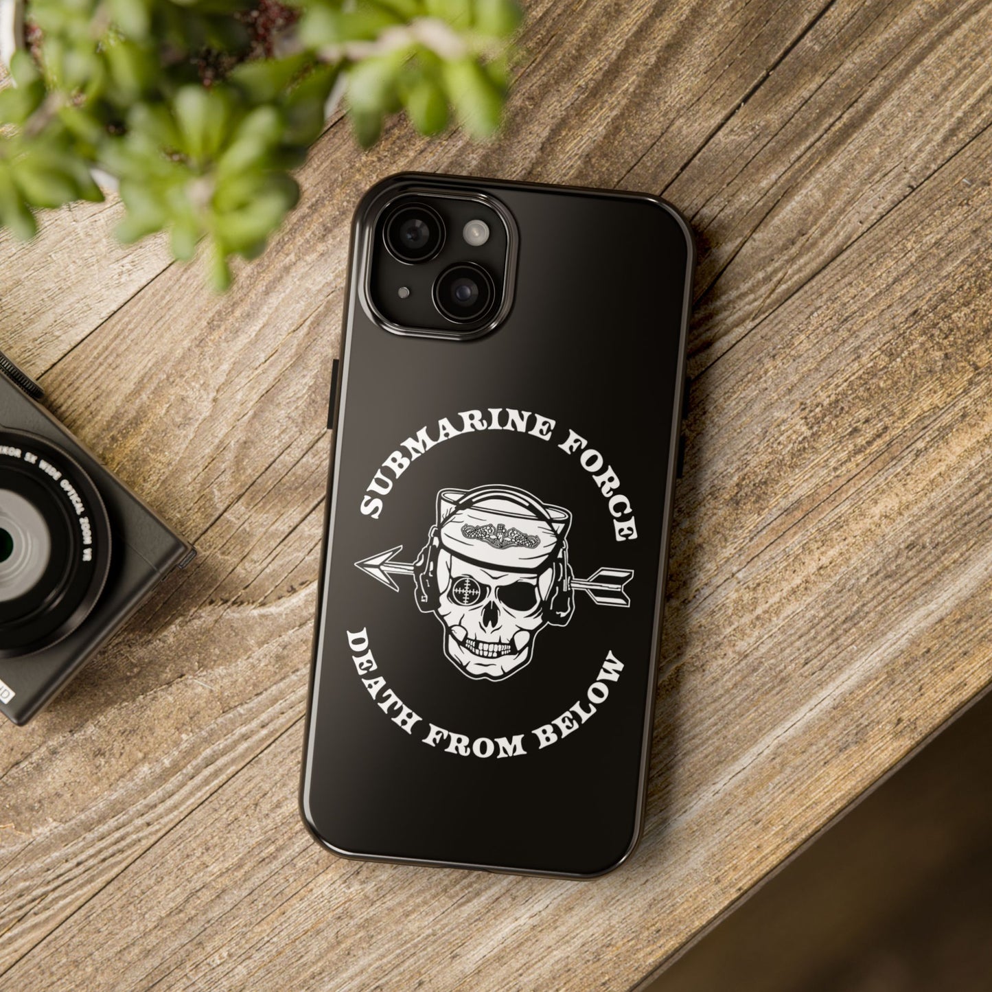 United States Submarine Force Silent Service Death From Below Submarine Sailor Skull Tough Black iPhone Case