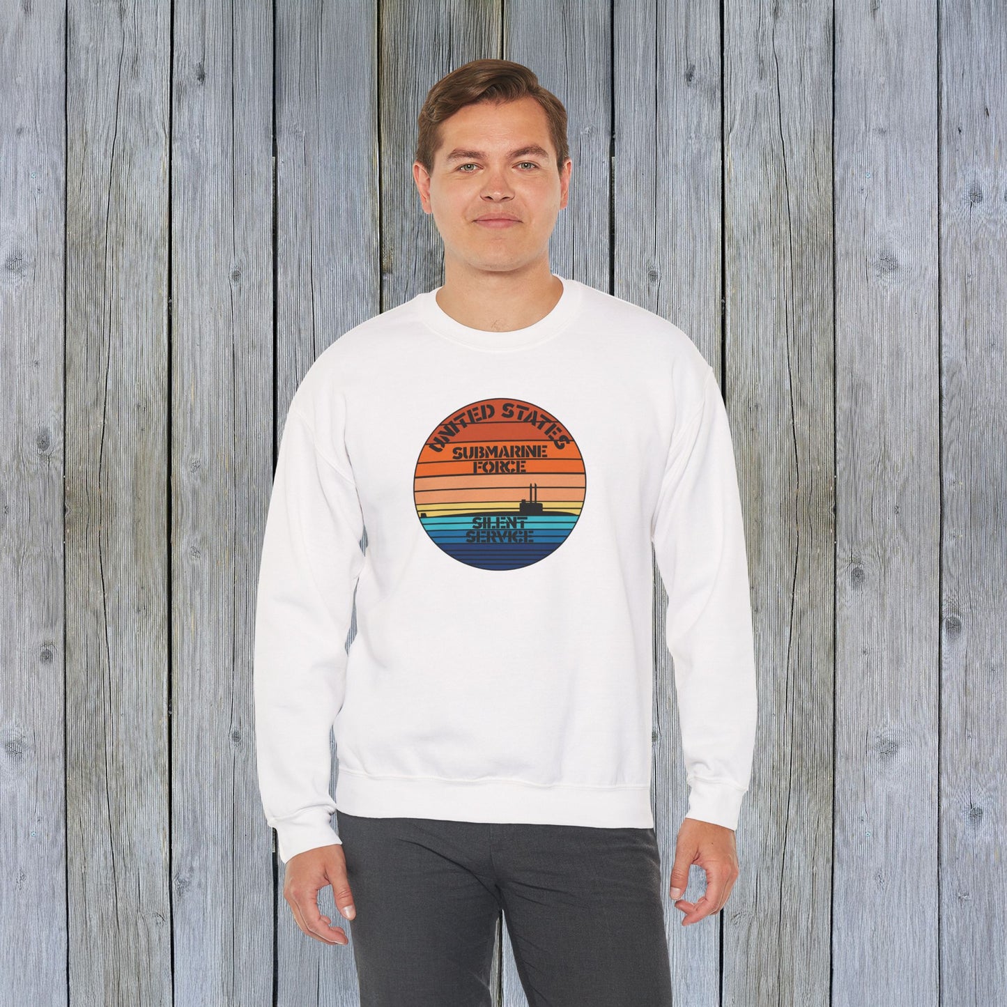 Sunset United States Navy Submarine Force Silent Service Vintage Unisex Heavy Blend™ Crewneck Sweatshirt