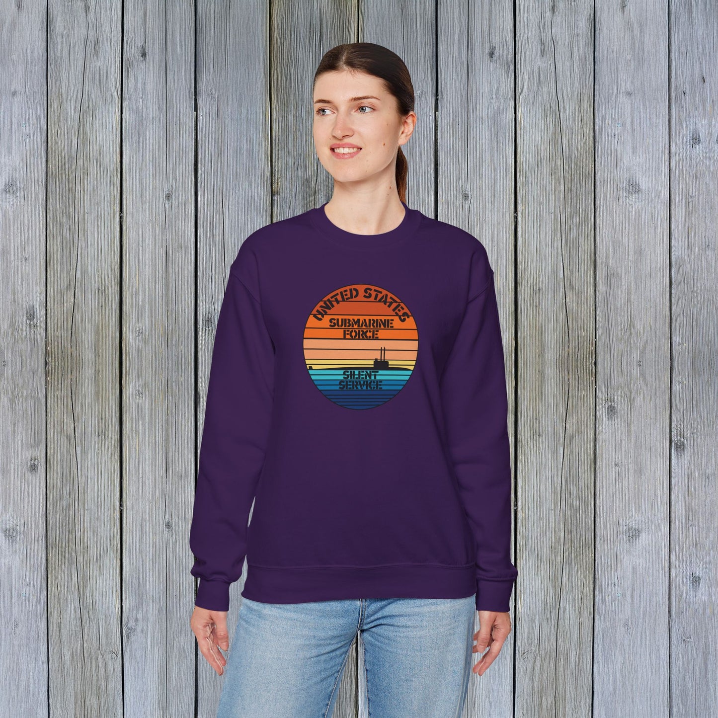 Sunset United States Navy Submarine Force Silent Service Vintage Unisex Heavy Blend™ Crewneck Sweatshirt