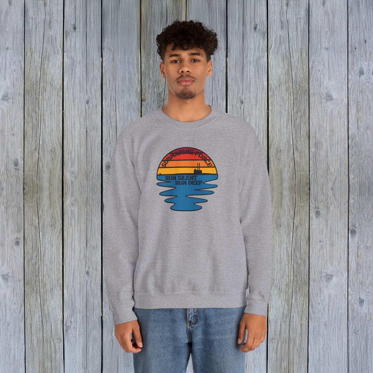 Sunset United States Navy Submarine Force Run Silent Deep Vintage Mk2 Unisex Heavy Blend™ Crewneck Sweatshirt