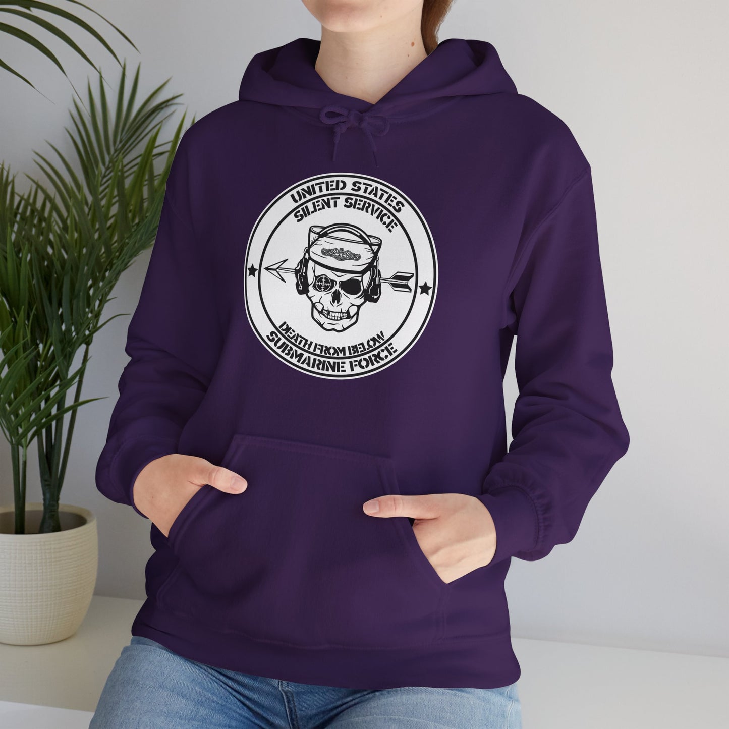 United States Submarine Force Silent Service Death From Below Unisex Heavy Blend™ Dark Hooded Sweatshirt