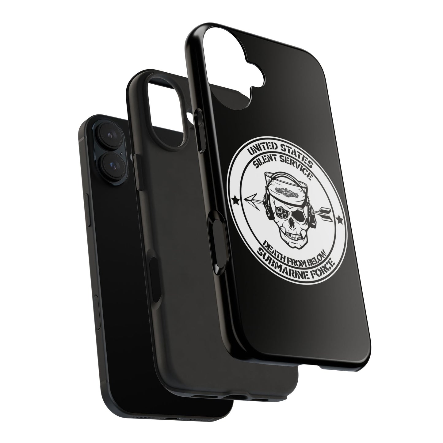 U.S. Submarine Force Silent Service Death From Below Sailor Skull Tough Black iPhone Case