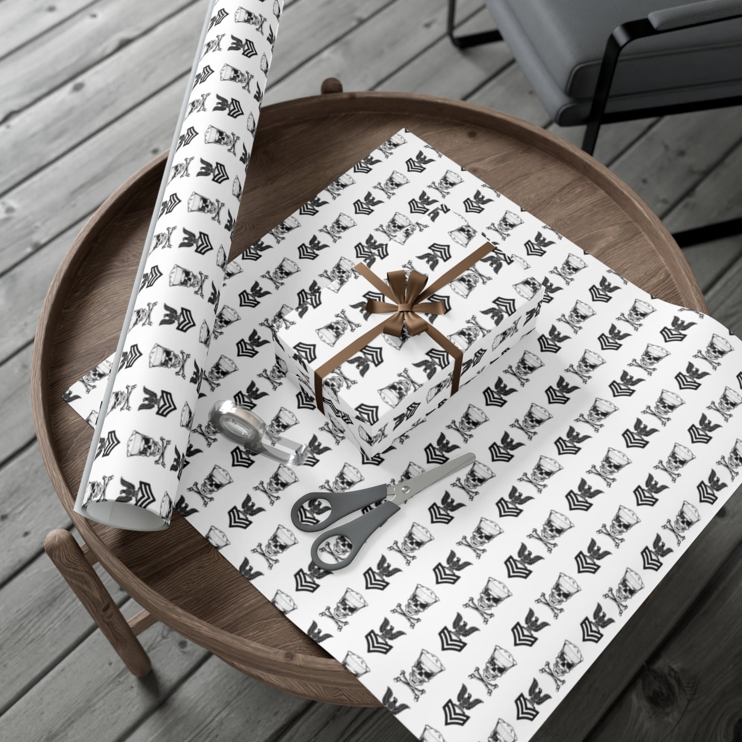 United States Navy FCPO Skull Crossbones First Class Sailor with Dixie Cup Blue Gift Wrap Papers