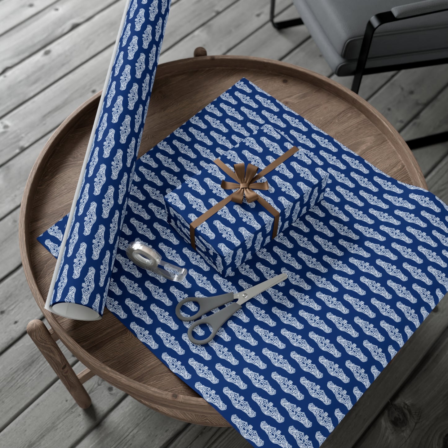 United States Navy Submarine Force White Dolphins Blue Gift Wrap Papers