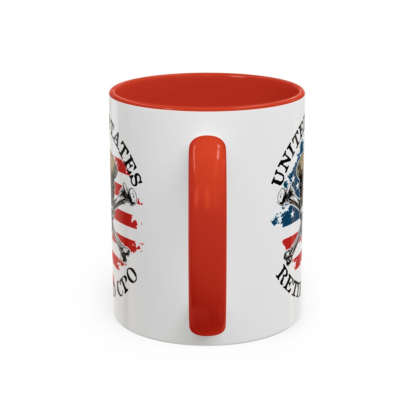 United States Navy Retired CPO Skull Crossbones Chief Petty Officer Anchor with Distressed USA Flag Accent Coffee Mugs