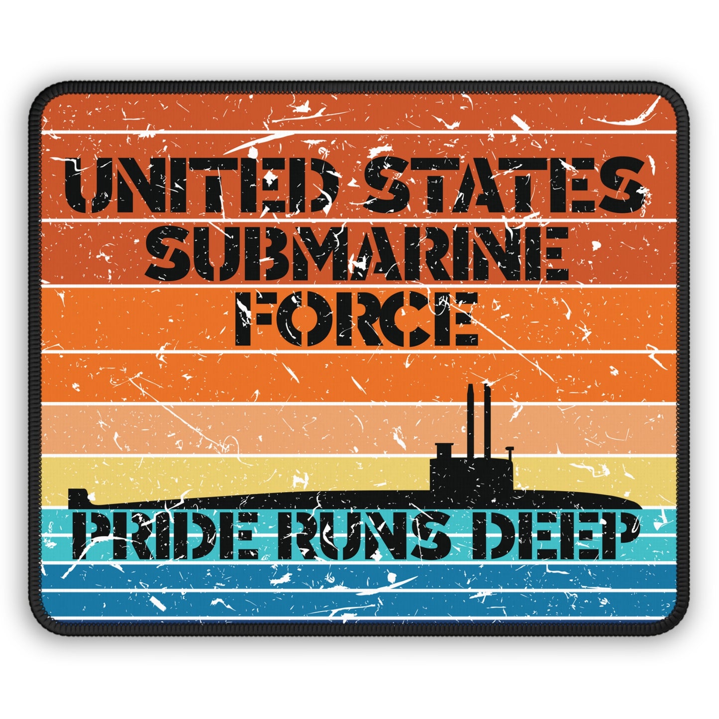 Sunset United States Submarine Force Pride Runs Deep Distressed Retro Vintage Gaming Mouse Pad