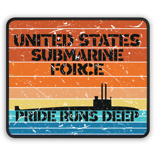 Sunset United States Submarine Force Pride Runs Deep Distressed Retro Vintage Gaming Mouse Pad