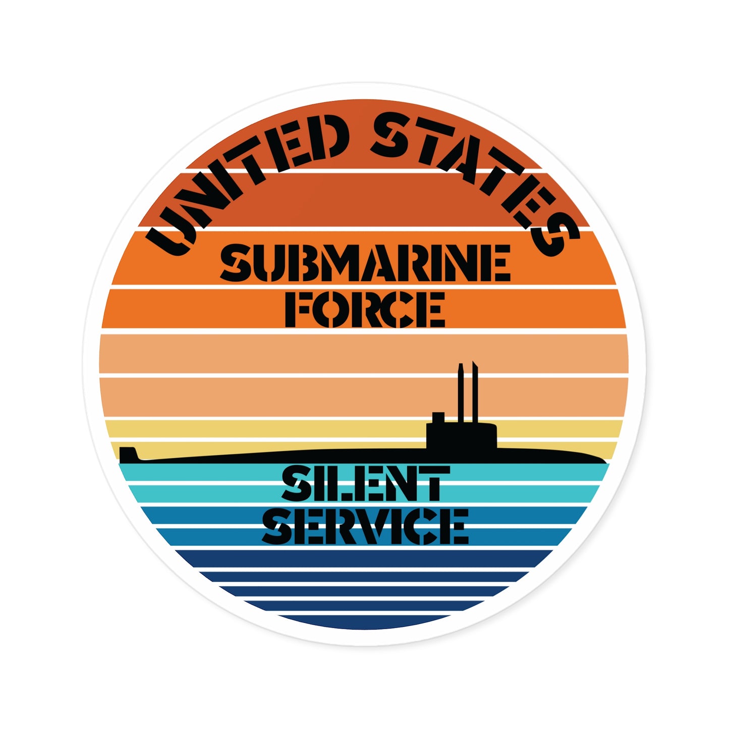 Sunset United States Submarine Force Silent Service Round Sticker