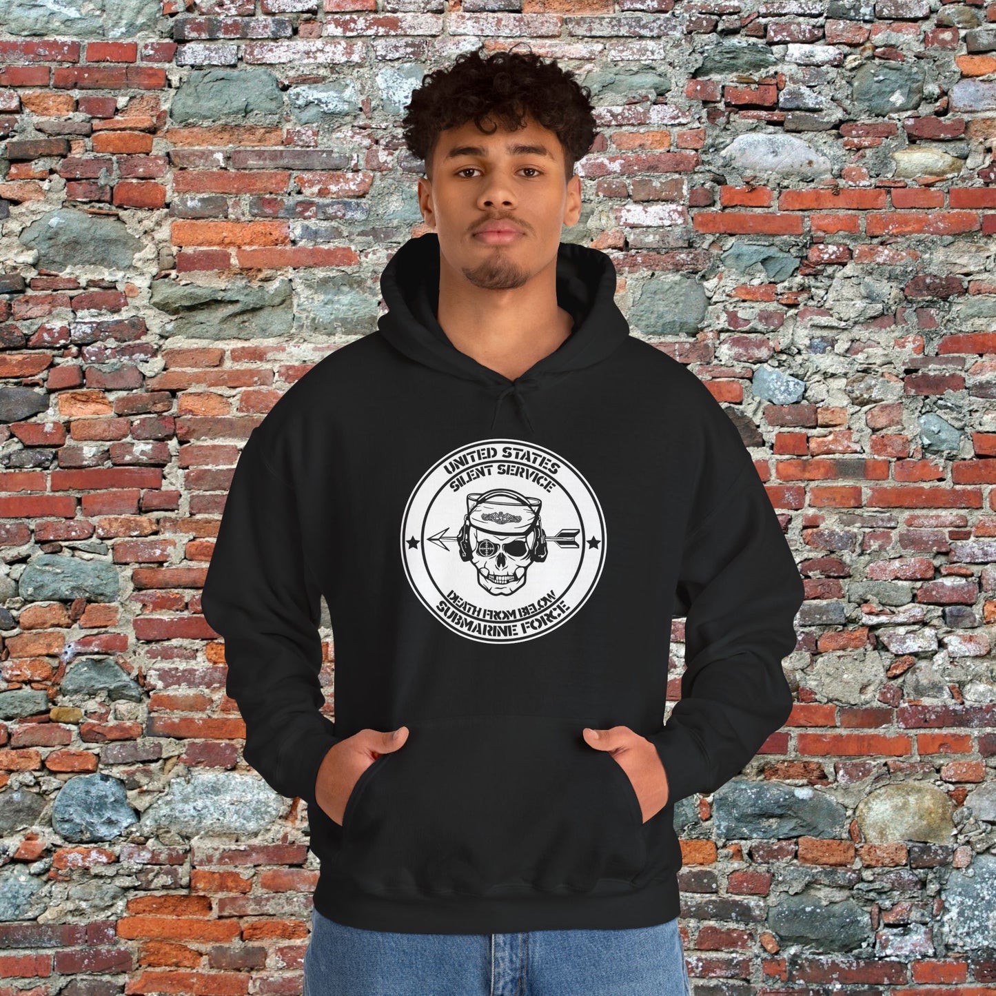 United States Submarine Force Silent Service Death From Below Unisex Heavy Blend™ Dark Hooded Sweatshirt
