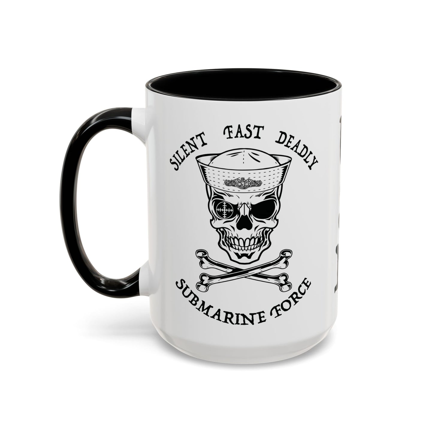 USN Submarine Force Silent Fast Deadly Skull & Crossbones Sailor Accent Coffee Mugs
