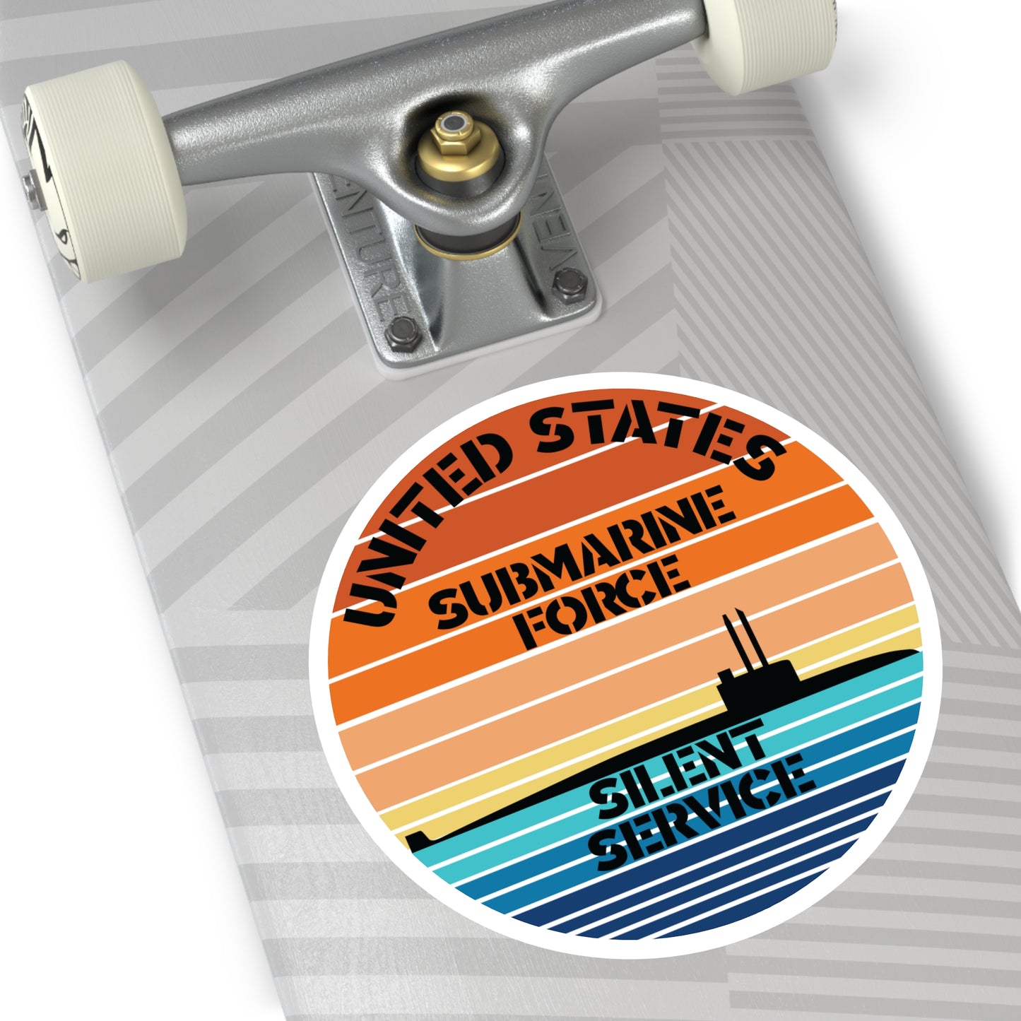 Sunset United States Submarine Force Silent Service Round Sticker