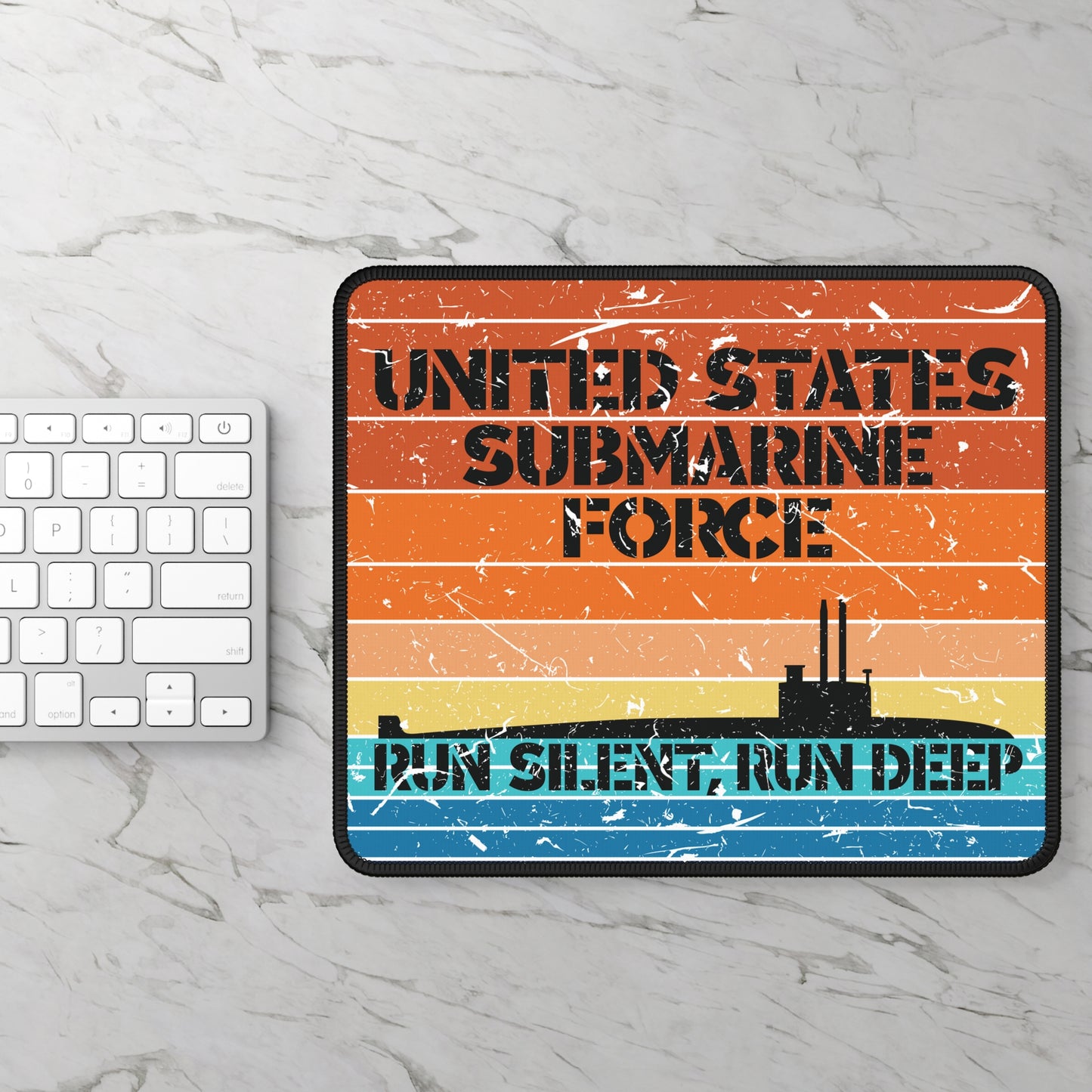 Sunset United States Submarine Force Run Silent Run Deep Distressed Retro Vintage Gaming Mouse Pad