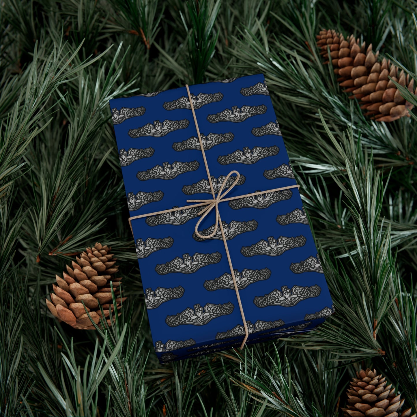 United States Navy Submarine Force Silver Dolphins Blue Gift Wrap Papers