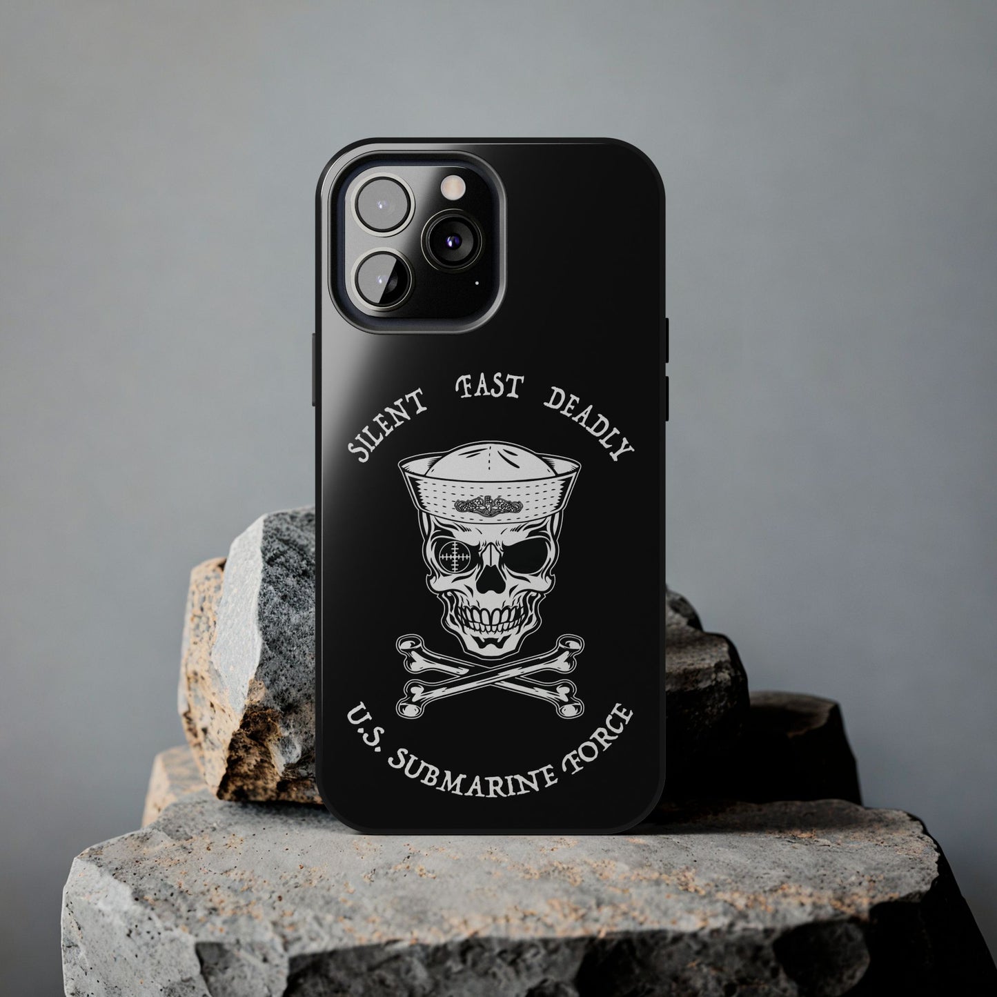 U.S. Submarine Force Skull & Crossbones Sailor with Dolphins Black Tough iPhone Case