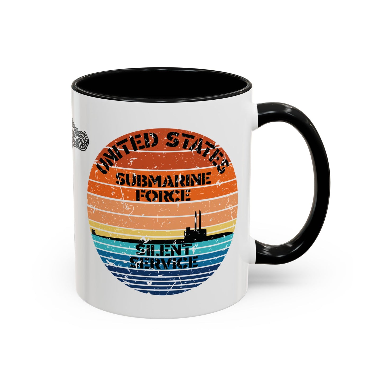 Sunset United States Navy Submarine Force Silent Service Distressed Accent Coffee Mugs