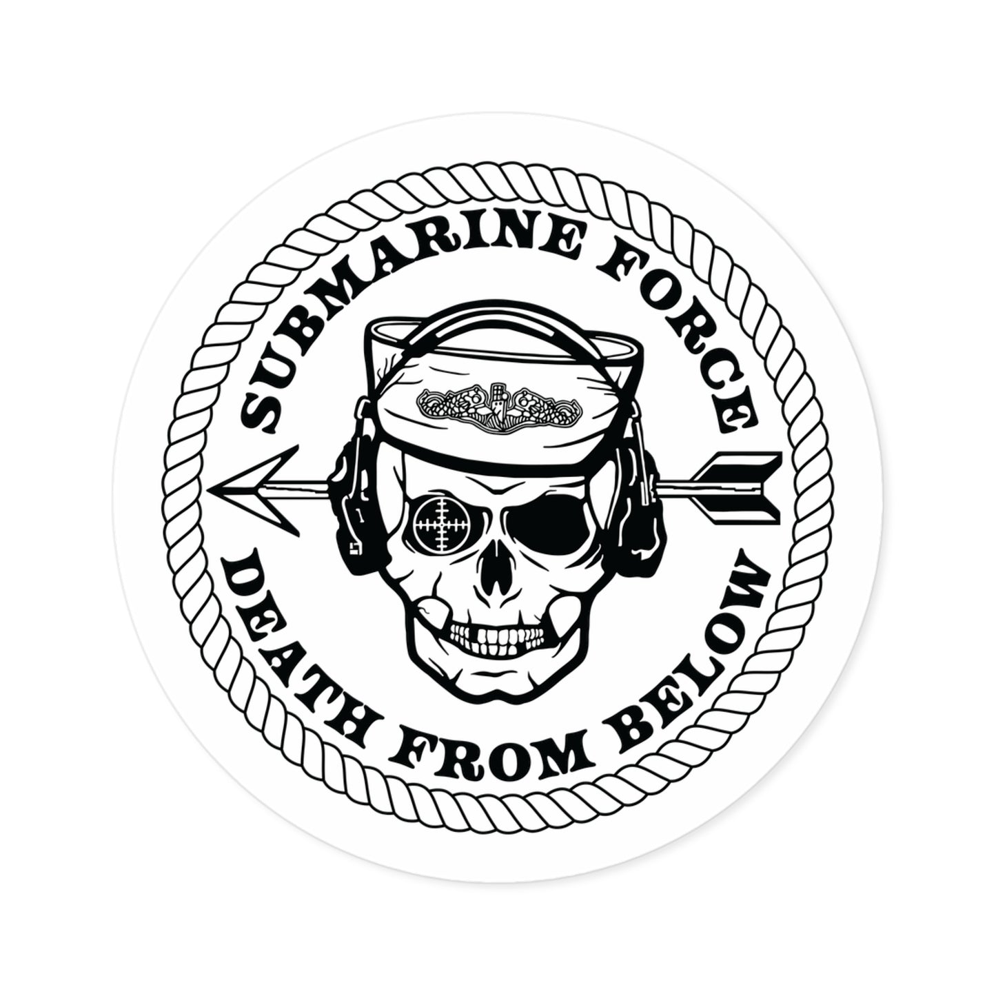 United States Submarine Force Silent Service Death From Below Submarine Sailor Skull Round Stickers, Indoor\Outdoor