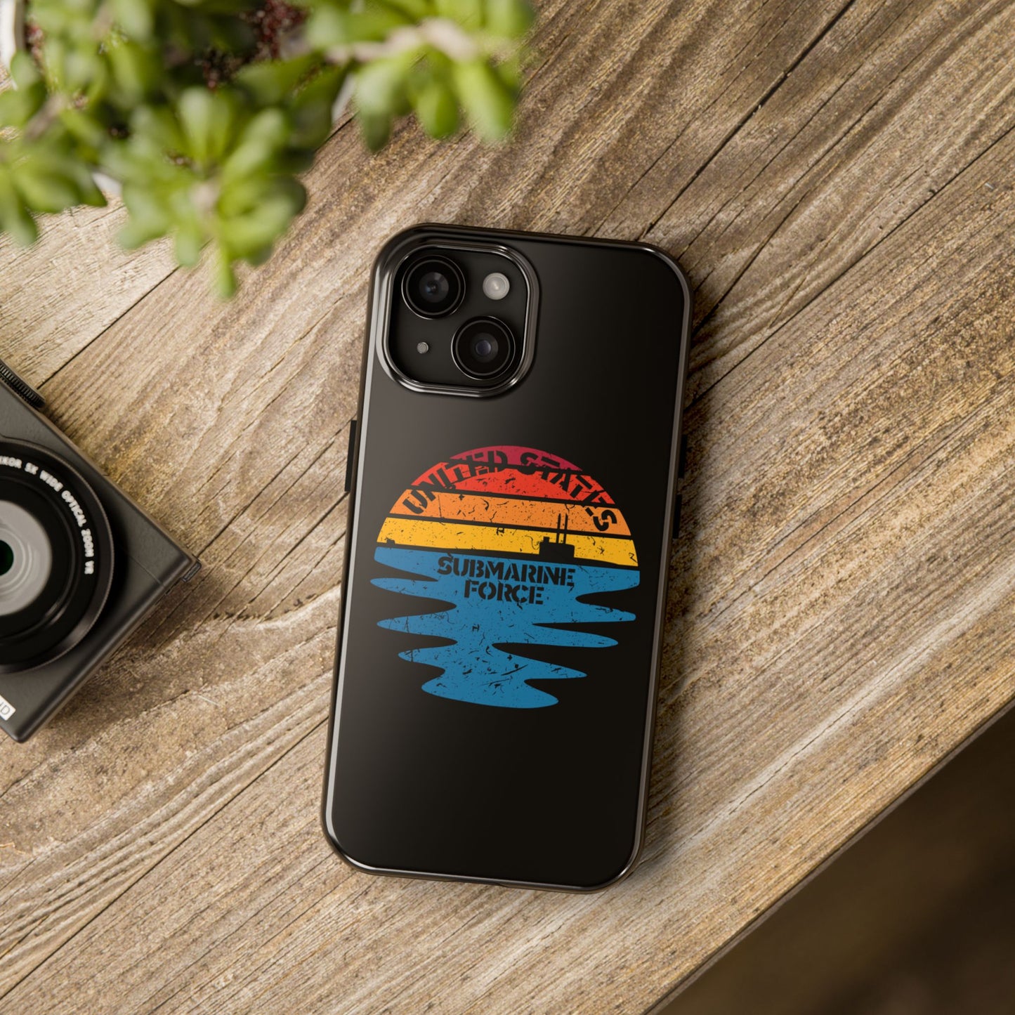 Sunset United States Submarine Force Half Moon Distressed Black Tough iPhone Case