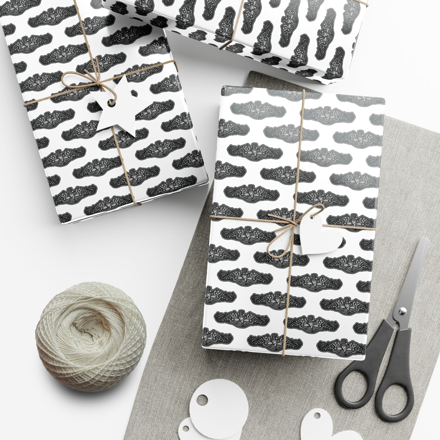 United States Navy Submarine Force Silent Service Silver Enlisted Dolphins White Gift Wrap Papers