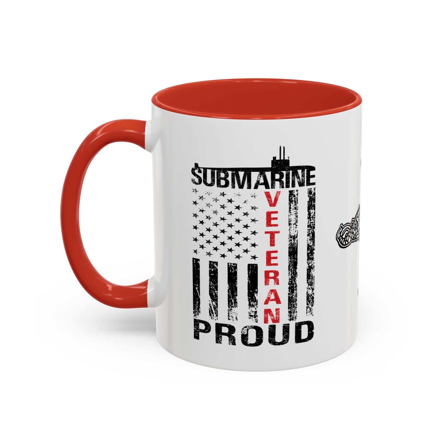 United States Navy Submarine Force Veteran Proud Silent Service USA Distressed Flag Accent Coffee Mugs