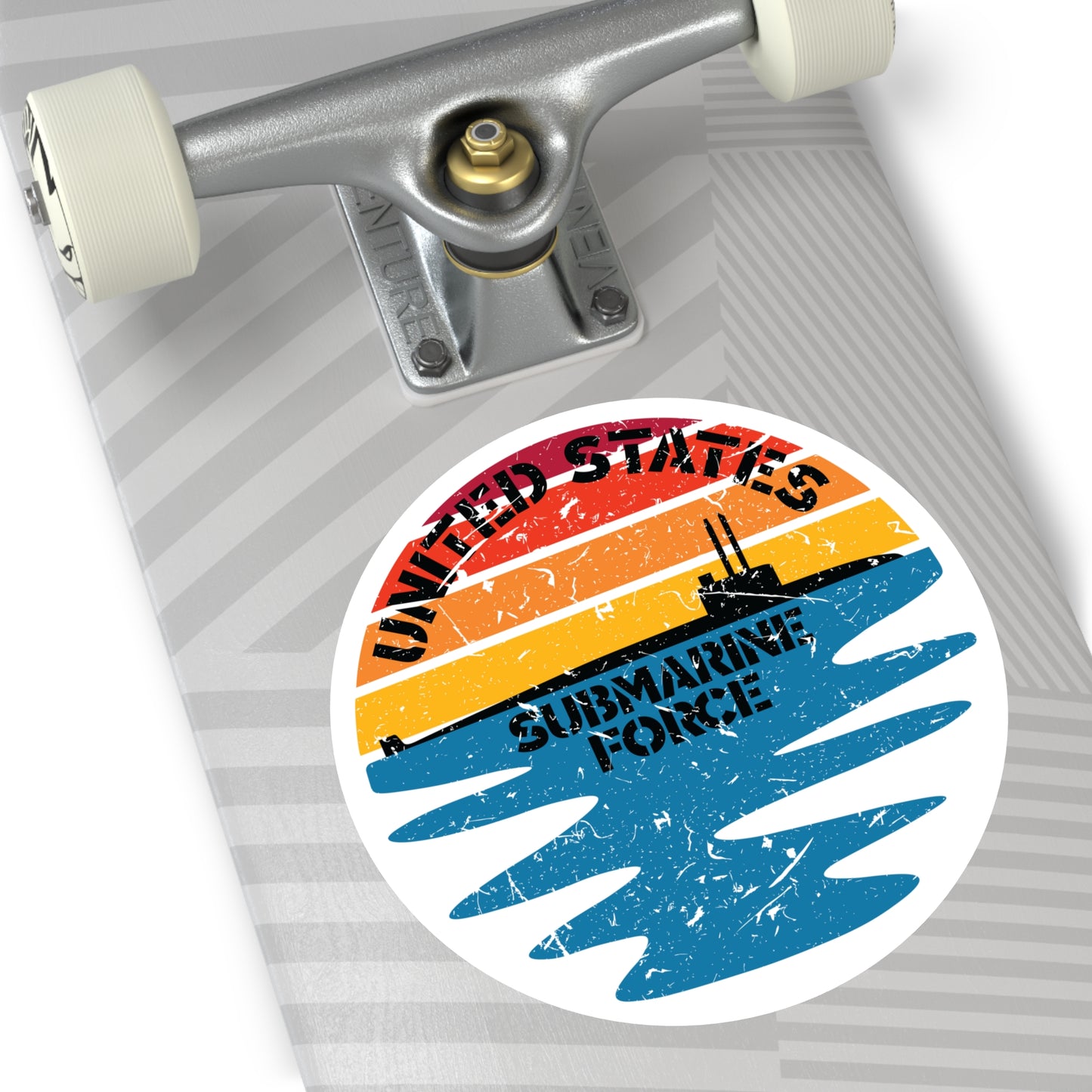 Sunset United States Submarine Force Distressed Half Moon Round Sticker