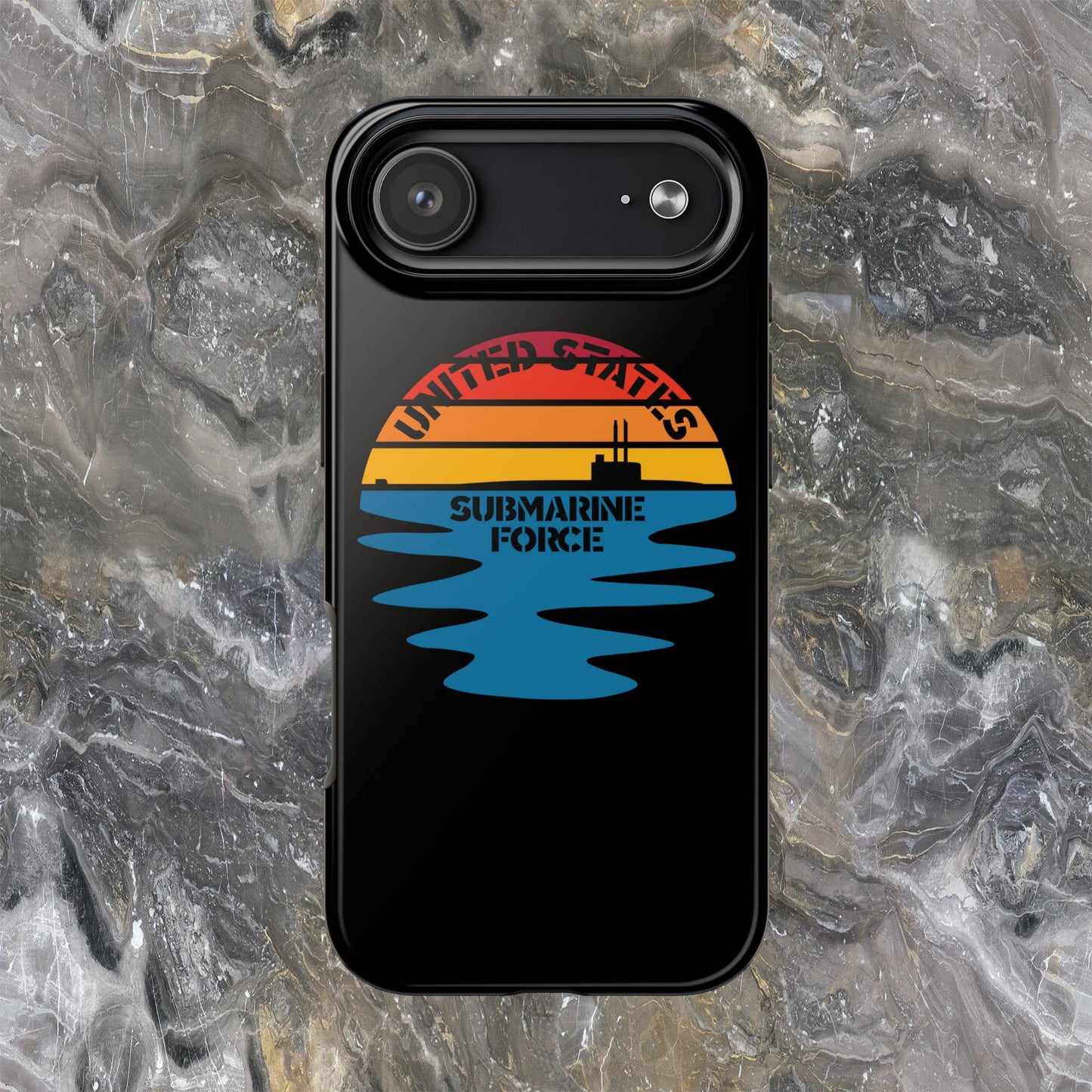 Sunset United States Submarine Force Half Moon Black Tough iPhone Case