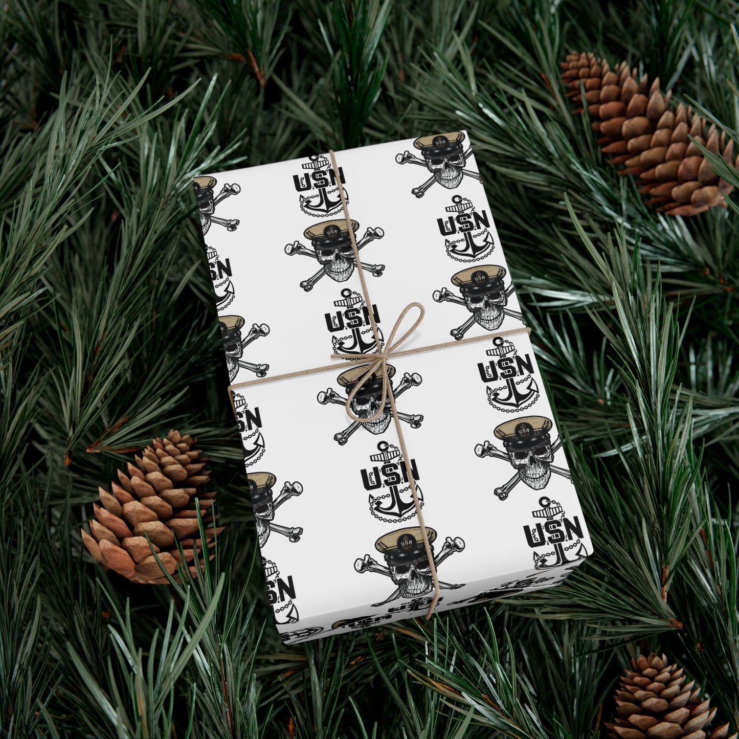 United States Navy Chief Skull & Crossbones with CPO Anchors White Gift Wrap Papers