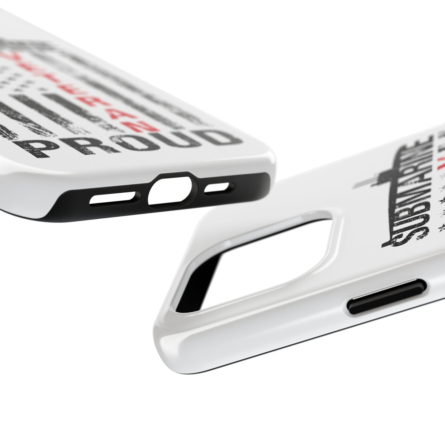 Submarine Veteran Proud Distressed White Flag White Tough iPhone Case