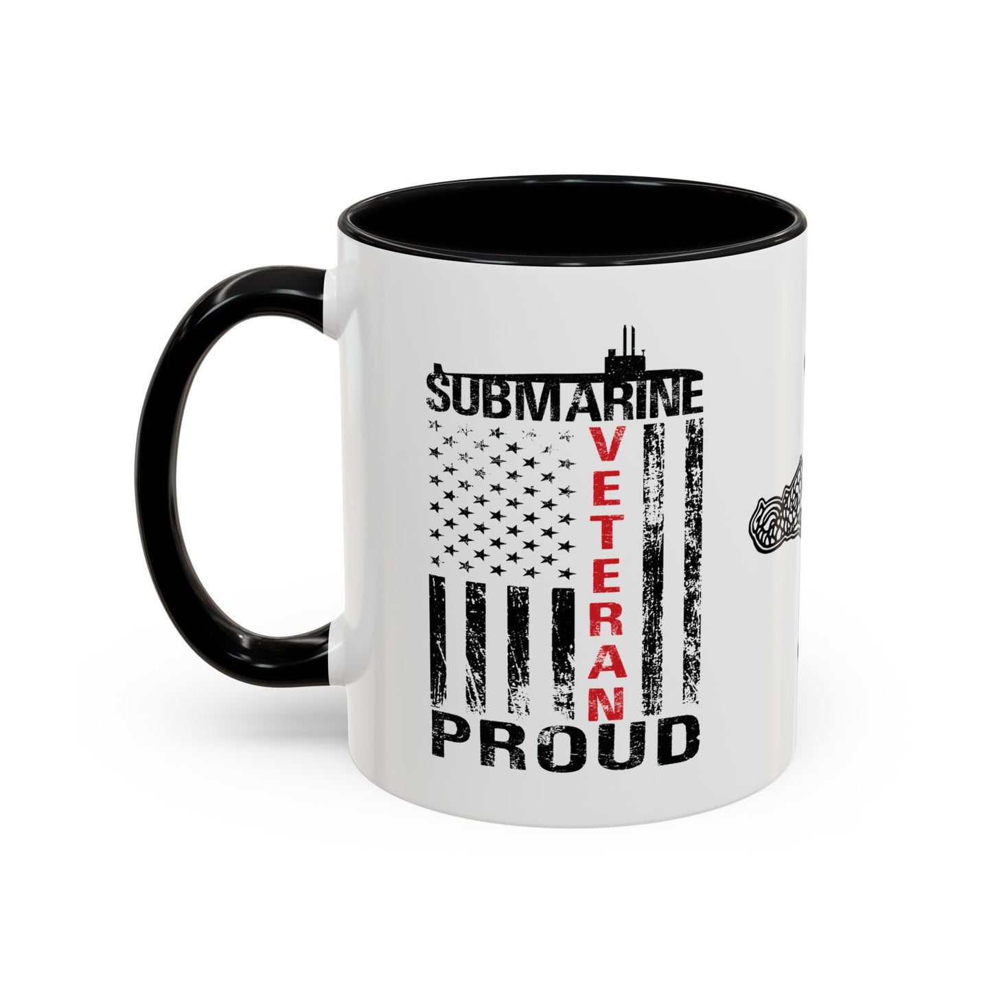 United States Navy Submarine Force Veteran Proud Silent Service USA Distressed Flag Accent Coffee Mugs
