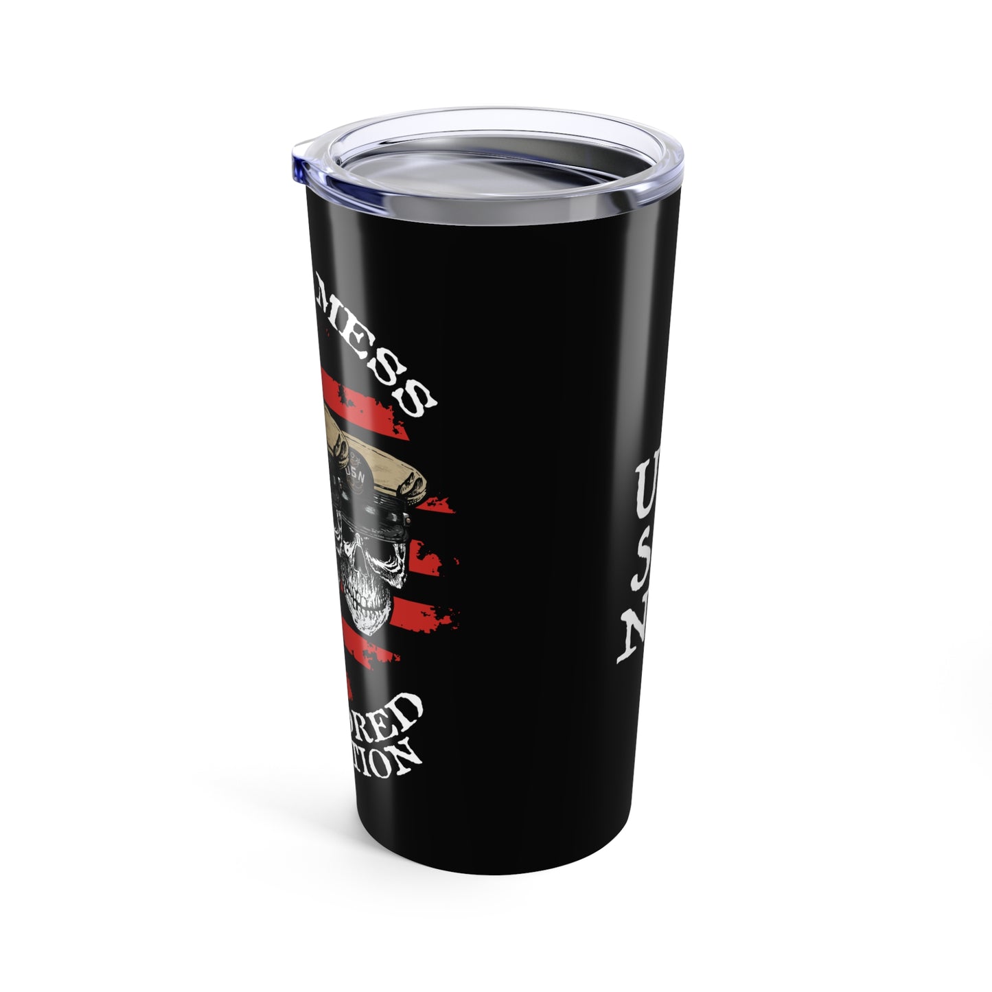 Chief's Mess Anchored Tradition CPO Sailor Skull's with Distressed USA Flag Stainless Steel Tumbler 20oz