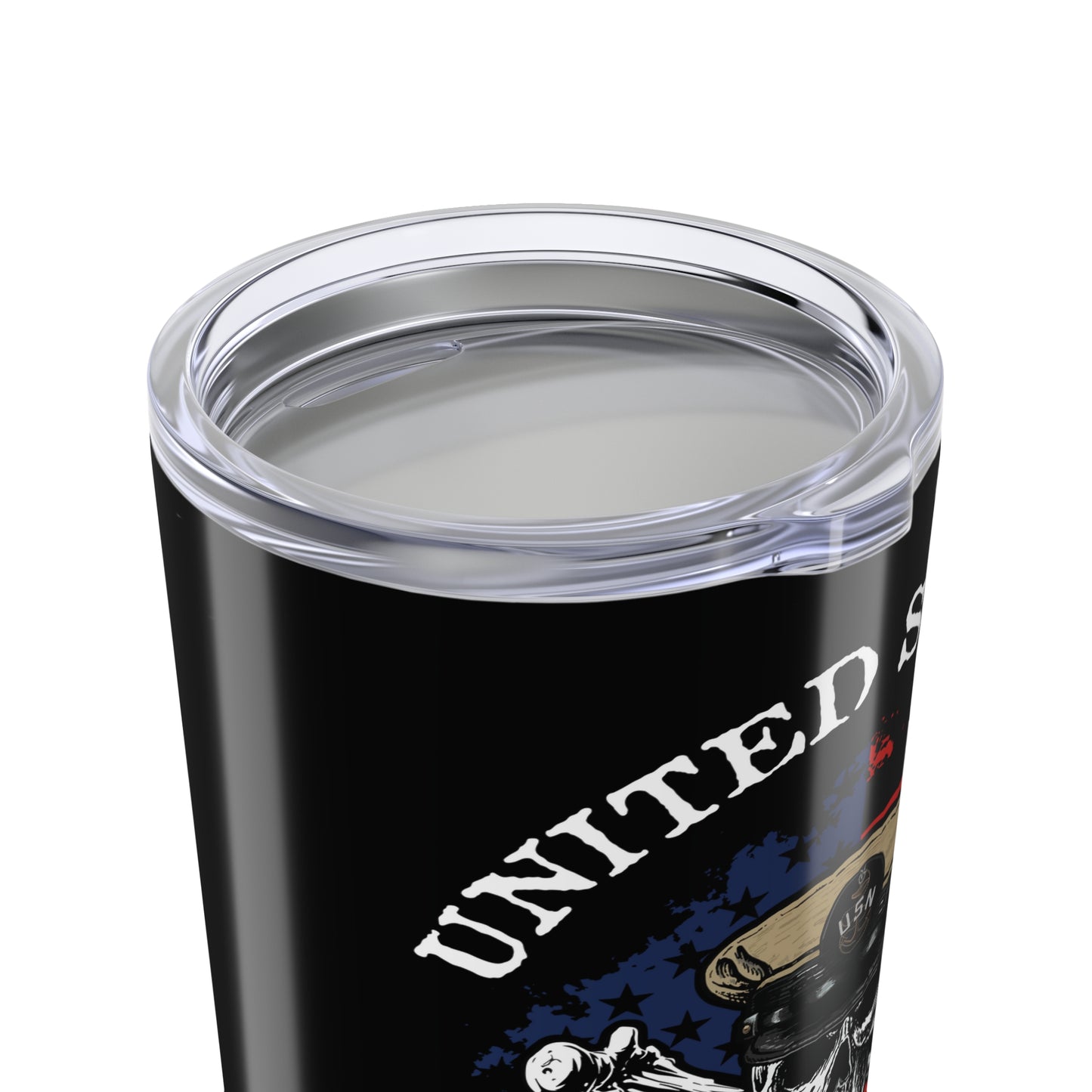 United States Retired SCPO Skull Crossbones Senior Chief Petty Officer with Distressed American Flag Stainless Steel Tumbler 20oz