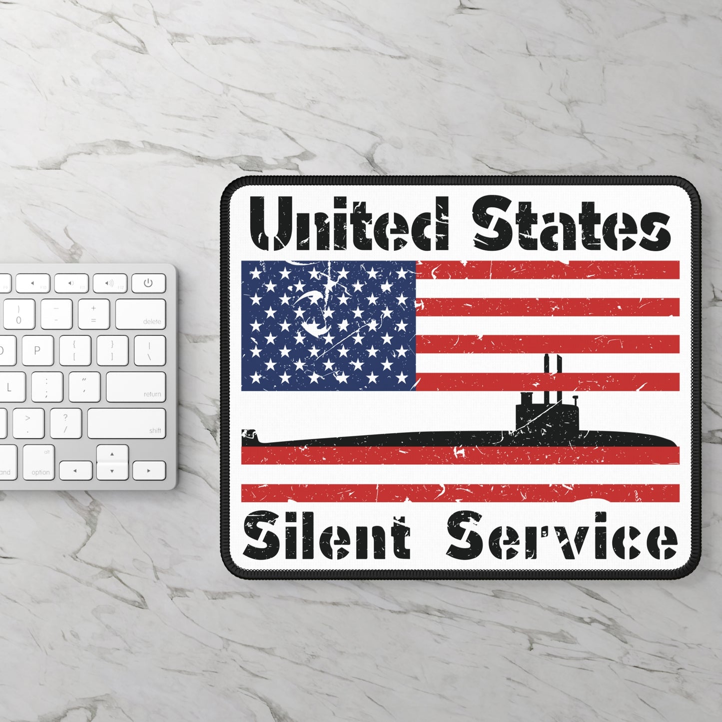 United States Silent Service Distressed Submarine American Flag Gaming Mouse Pad