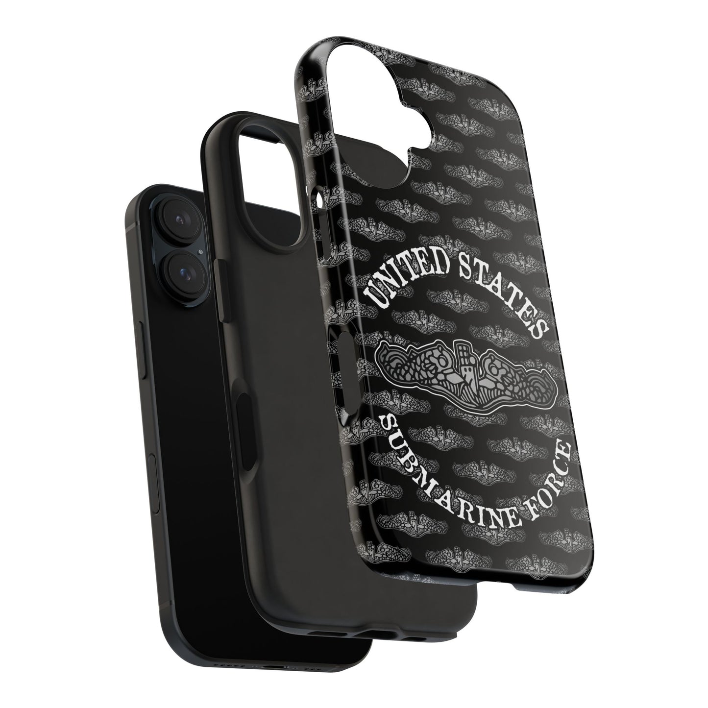 United States Submarine Force Silver Dolphins and Mini's on Black Tough iPhone Case