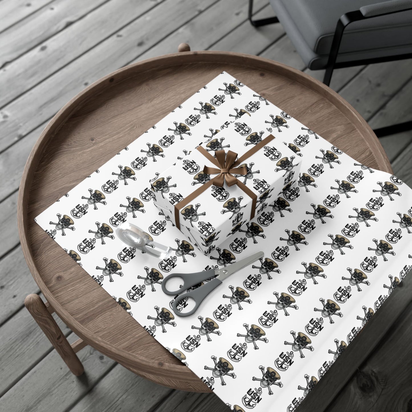 United States Navy Chief Skull & Crossbones with CPO Anchors White Gift Wrap Papers