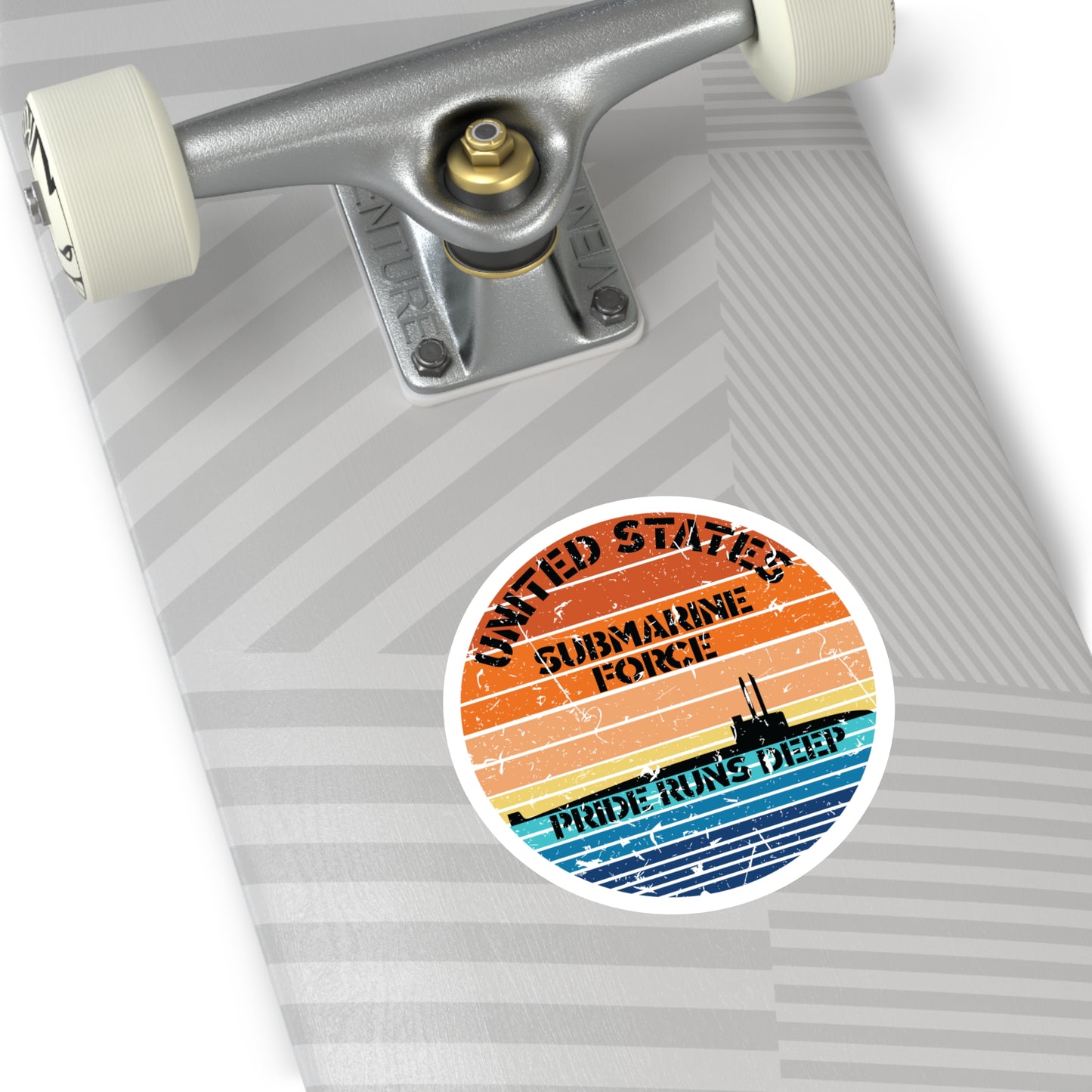 Sunset United States Submarine Force Pride Runs Deep Round Stickers, IndoorOutdoor