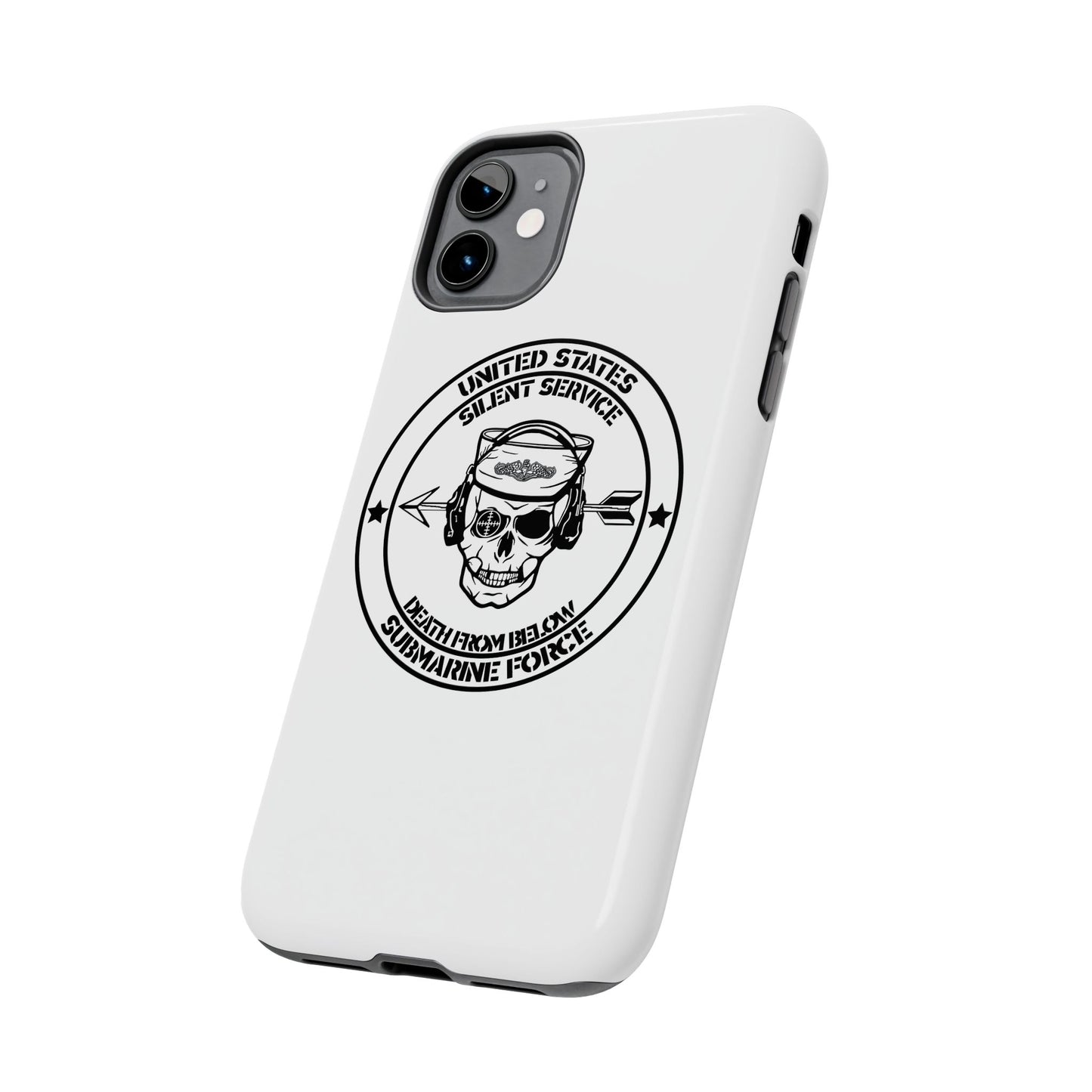 U.S. Submarine Force Silent Service Death From Below Sailor Skull Tough White iPhone Case