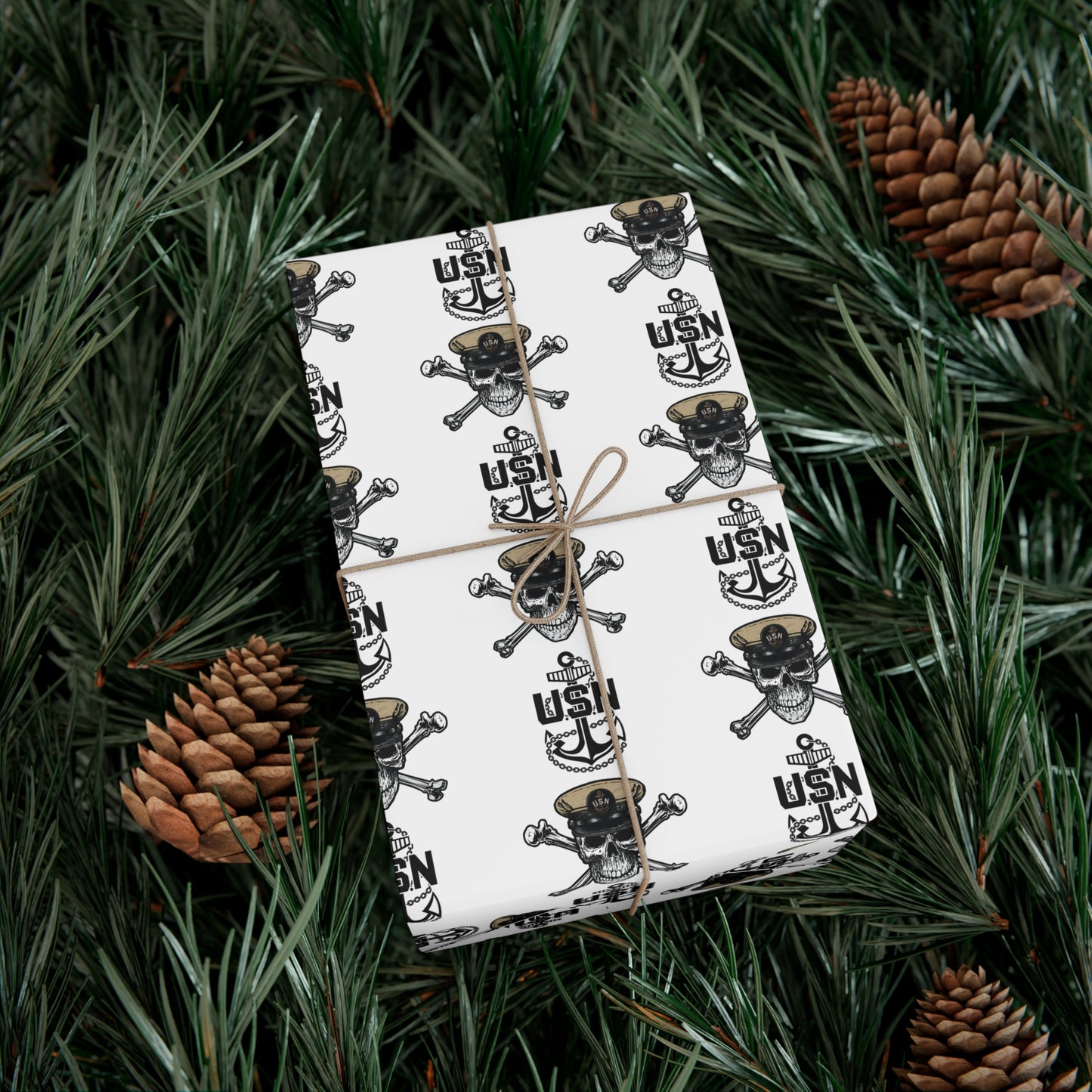 United States Navy Chief Skull & Crossbones with CPO Anchors White Gift Wrap Papers