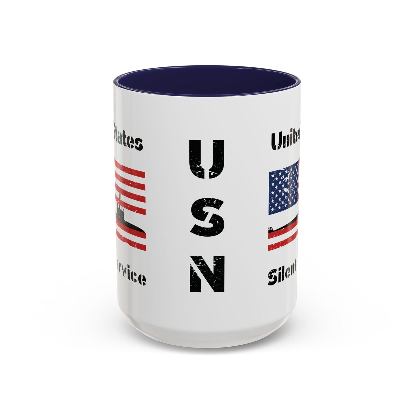 United States Navy Submarine Force Silent Service Distressed American Flag Accent Coffee Mugs