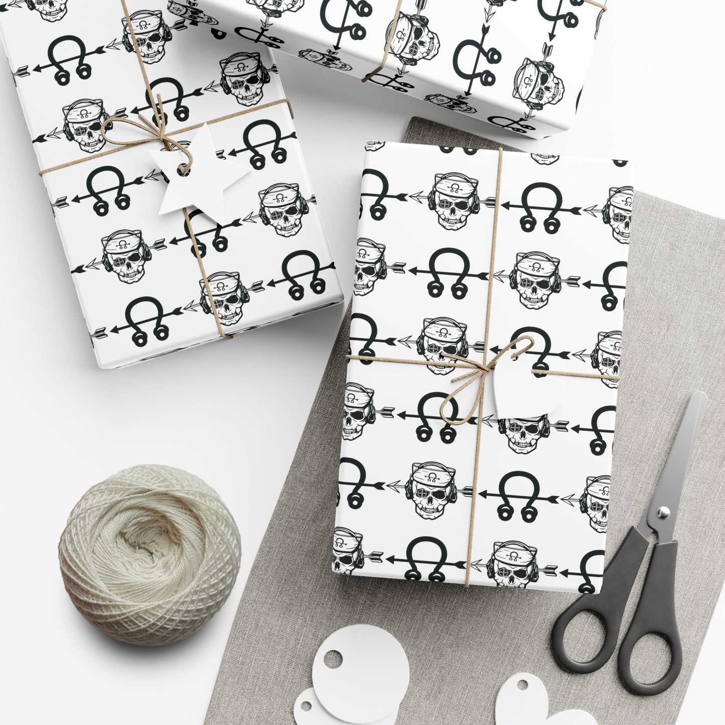 United States Navy Sonar Technician STG Sailor Skull and Insignia White Gift Wrap Papers