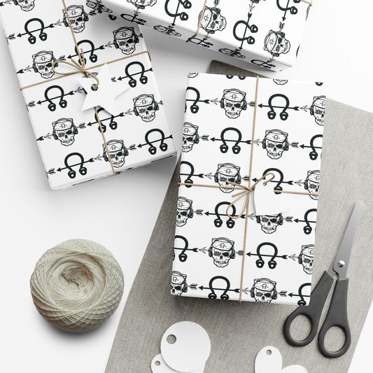 United States Navy Sonar Technician STG Sailor Skull and Insignia White Gift Wrap Papers