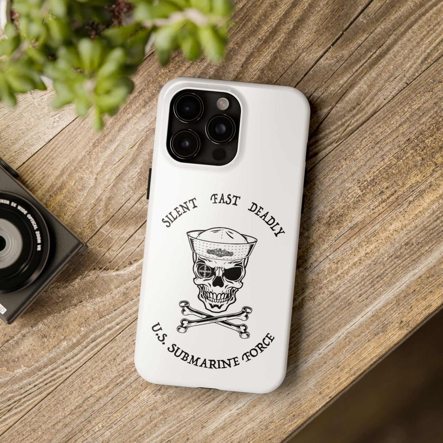 U.S. Submarine Force Skull & Crossbones Sailor with Dolphins White Tough iPhone Case