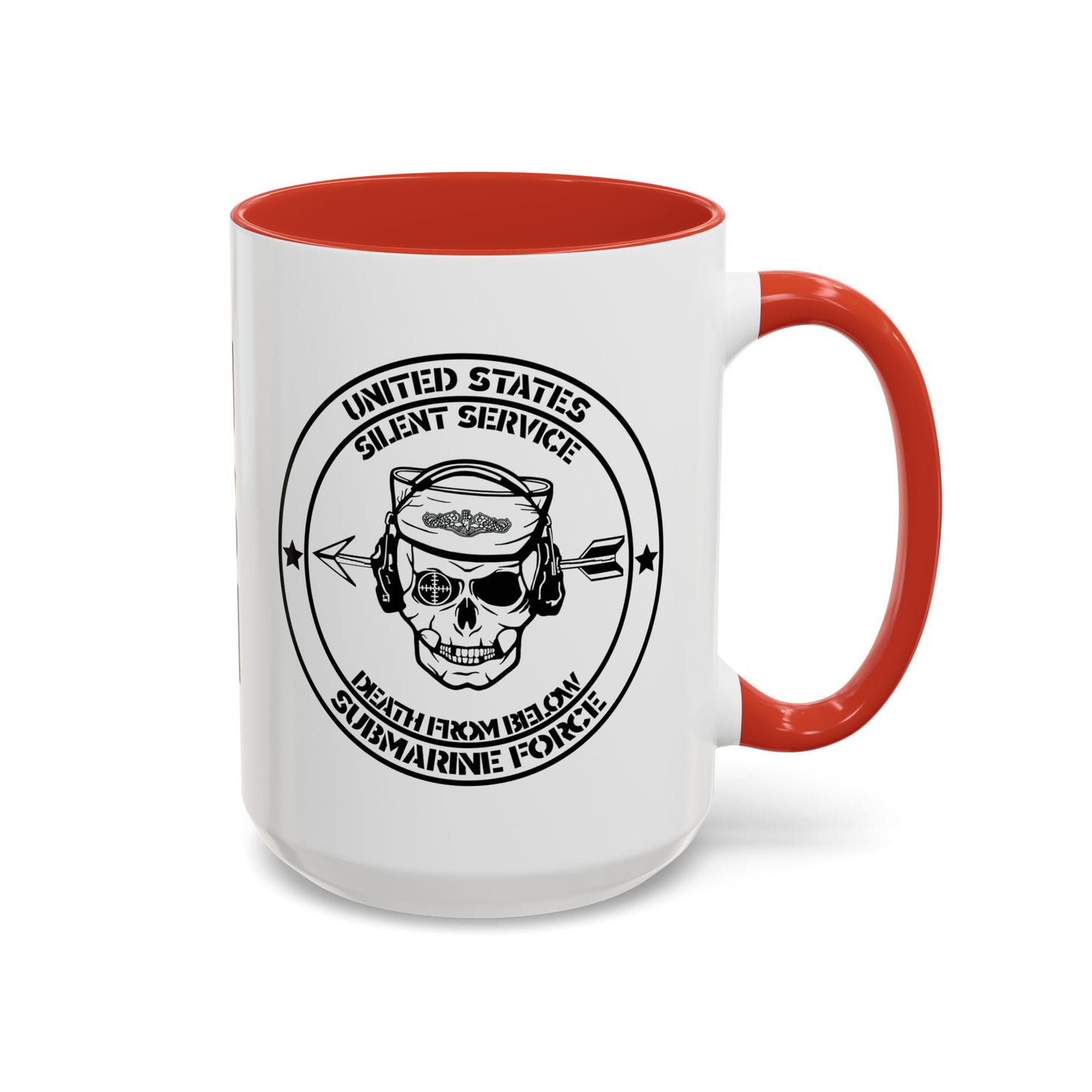 US Navy Submarine Force Silent Service Death From Below Sailor Skull Accent Coffee Mug